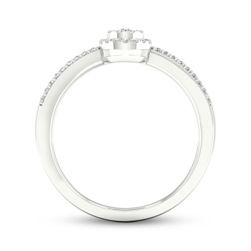 Main Image 4 of Diamond Halo Promise Ring 1/6 ct tw Sterling Silver