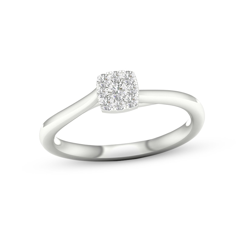 Main Image 1 of Multi-Diamond Cushion Promise Ring 1/6 ct tw Sterling Silver