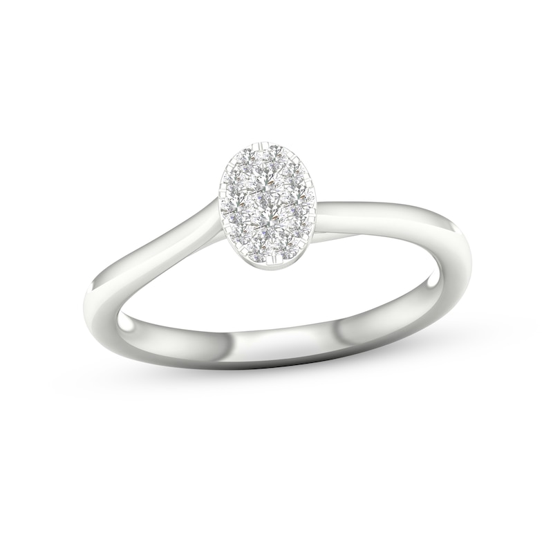 Main Image 1 of Multi-Diamond Oval Promise Ring 1/6 ct tw Sterling Silver