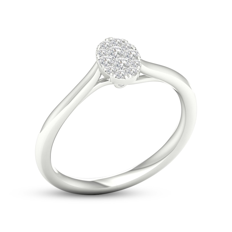 Main Image 2 of Multi-Diamond Oval Promise Ring 1/6 ct tw Sterling Silver