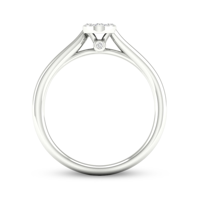 Main Image 4 of Multi-Diamond Oval Promise Ring 1/6 ct tw Sterling Silver