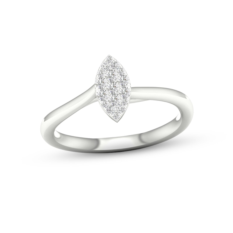 Main Image 1 of Multi-Diamond Marquise Promise Ring 1/6 ct tw Sterling Silver
