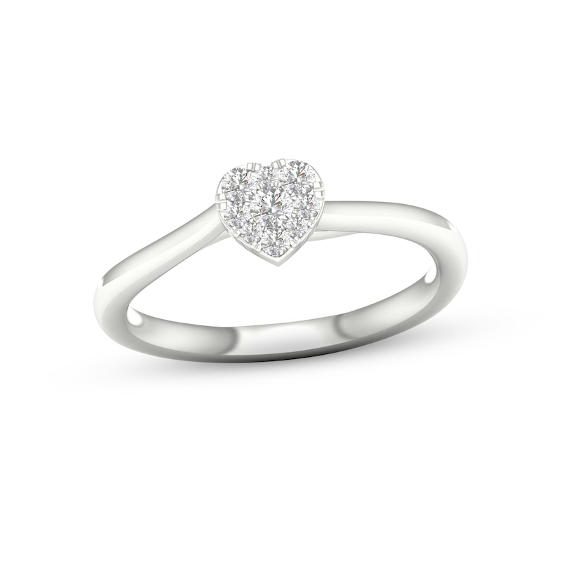 Main Image 1 of Multi-Diamond Heart Promise Ring 1/6 ct tw Sterling Silver
