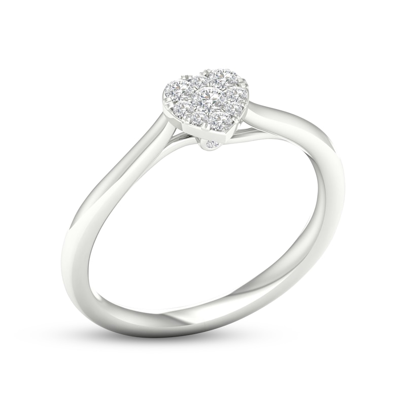 Main Image 2 of Multi-Diamond Heart Promise Ring 1/6 ct tw Sterling Silver