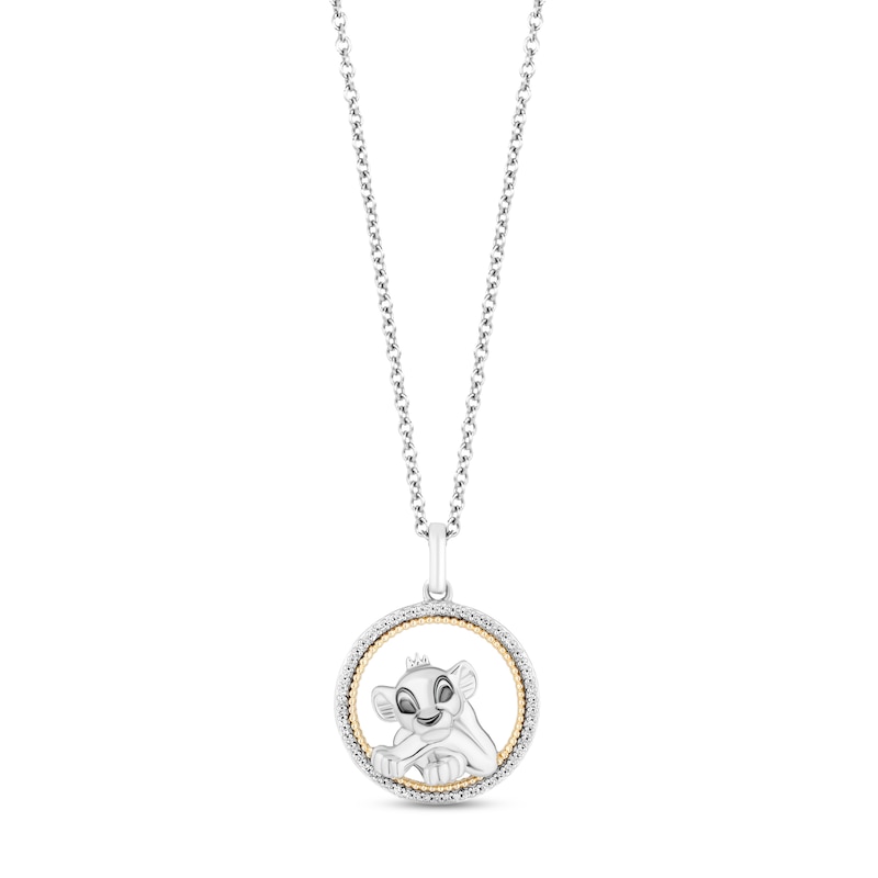 Disney Treasures The Lion King "Simba" Diamond Necklace 1/10 ct tw Sterling Silver & 10K Yellow Gold 17"
