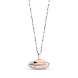 Disney Treasures Toy Story Diamond Cowboy Hat Necklace 1/15 ct tw 10K Rose Gold & Sterling Silver 17&quot;