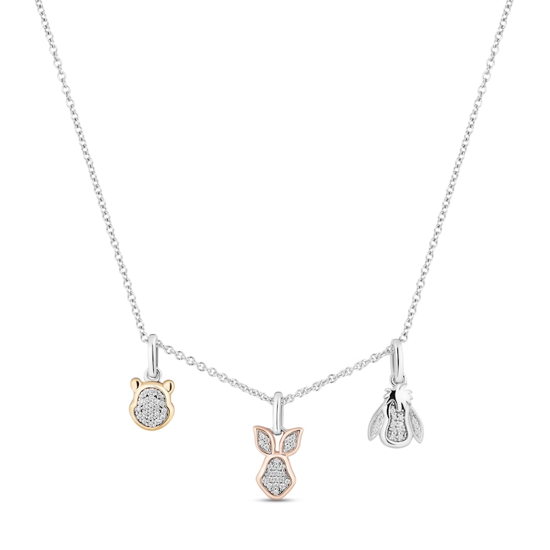 Main Image 1 of Disney Treasures Winnie the Pooh Diamond Necklace 1/6 ct tw Sterling Silver & 10K Two-Tone Gold 17&quot;