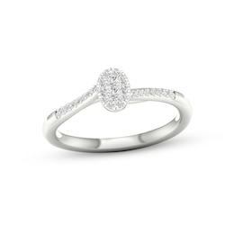 Multi-Diamond Oval Promise Ring 1/6 ct tw Sterling Silver-