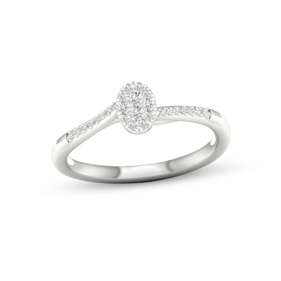 Multi-Diamond Oval Promise Ring 1/6 ct tw Sterling Silver