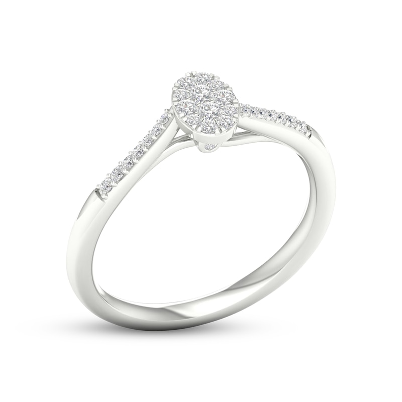 Main Image 2 of Multi-Diamond Oval Promise Ring 1/6 ct tw Sterling Silver-