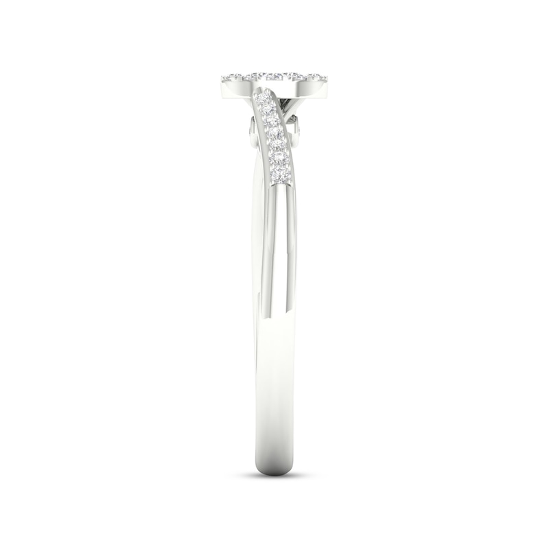 Main Image 3 of Multi-Diamond Oval Promise Ring 1/6 ct tw Sterling Silver-