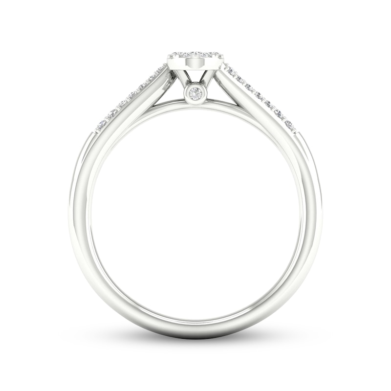 Main Image 4 of Multi-Diamond Oval Promise Ring 1/6 ct tw Sterling Silver-