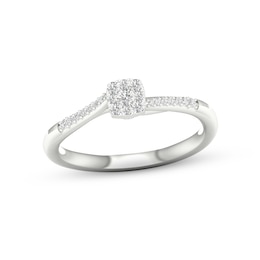 Multi-Diamond Cushion Promise Ring 1/6 ct tw Sterling Silver