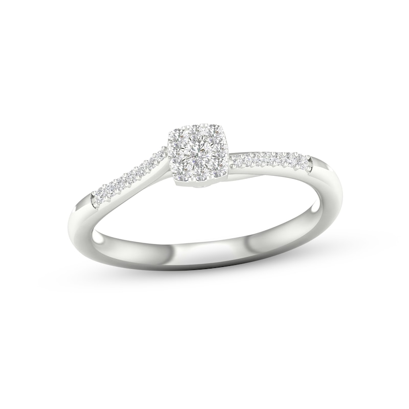 Main Image 1 of Multi-Diamond Cushion Promise Ring 1/6 ct tw Sterling Silver