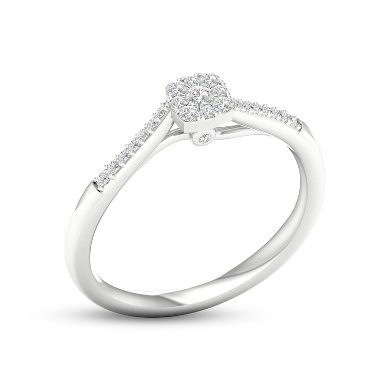 Main Image 2 of Multi-Diamond Cushion Promise Ring 1/6 ct tw Sterling Silver