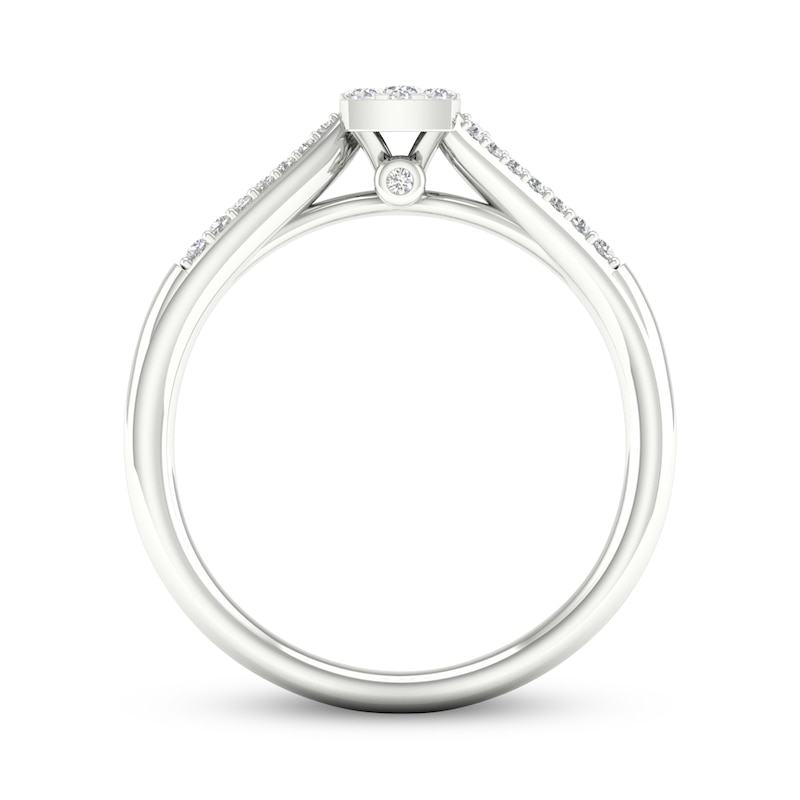 Multi-Diamond Center Cushion Promise Ring 1/6 ct tw Round-cut Sterling Silver