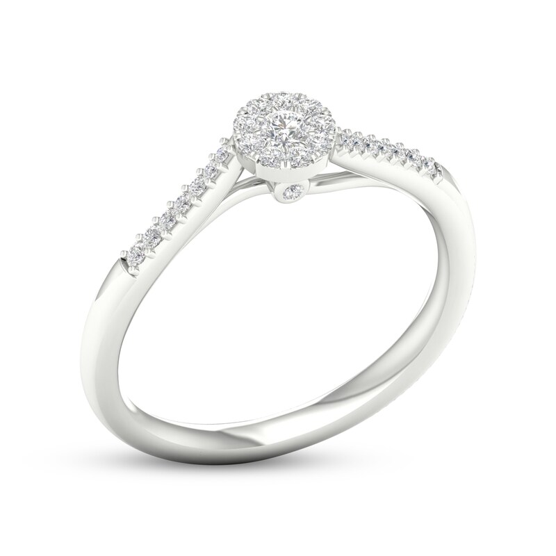 Multi-Diamond Center Round Promise Ring 1/6 ct tw Round-cut Sterling Silver