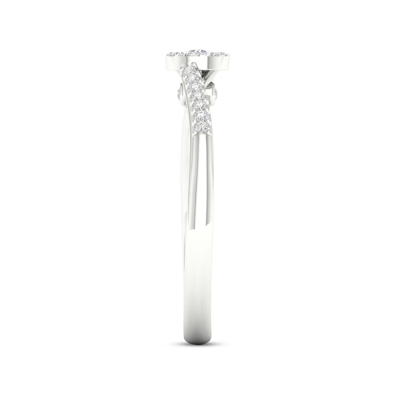 Multi-Diamond Center Round Promise Ring 1/6 ct tw Round-cut Sterling Silver