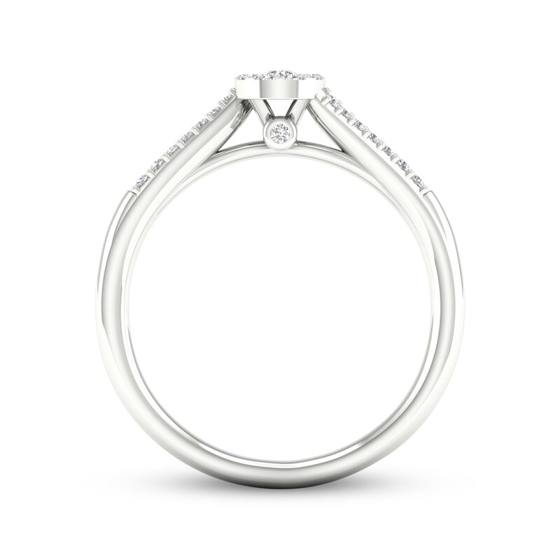 Multi-Diamond Center Round Promise Ring 1/6 ct tw Round-cut Sterling Silver