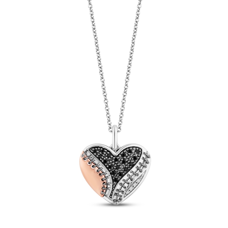 Disney Treasures The Nightmare Before Christmas Diamond Heart Necklace 1/6 ct tw Sterling Silver & 10K Rose Gold 17"