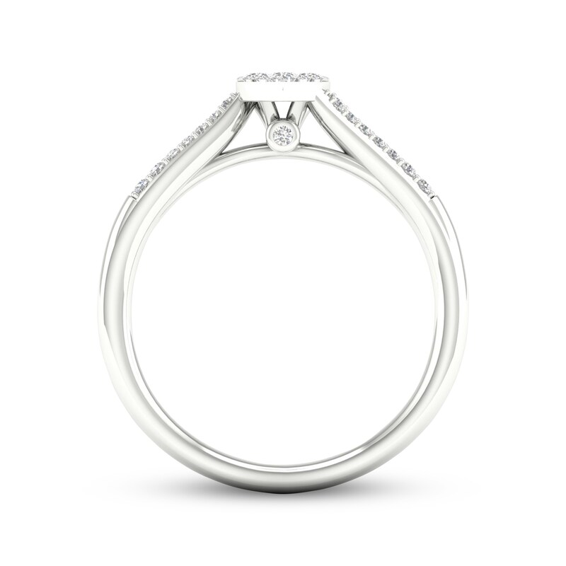 Multi-Diamond Center Heart Promise Ring 1/6 ct tw Round-cut Sterling Silver