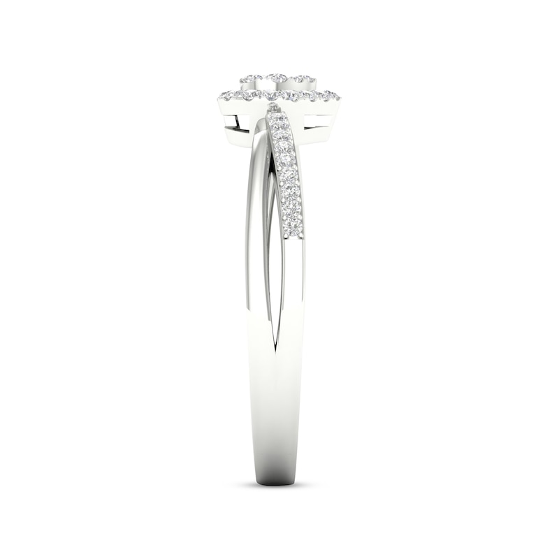Main Image 3 of Multi-Diamond Heart Halo Promise Ring 1/6 ct tw Sterling Silver