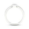 Thumbnail Image 4 of Multi-Diamond Heart Halo Promise Ring 1/6 ct tw Sterling Silver