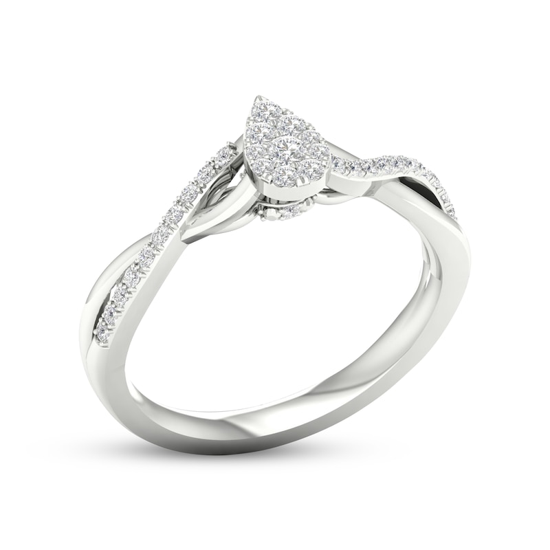 Main Image 2 of Multi-Diamond Pear-Shaped Twist Promise Ring 1/6 ct tw Sterling Silver