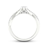 Multi-Diamond Center Pear Twist Promise Ring 1/6 ct tw Round-cut Sterling Silver