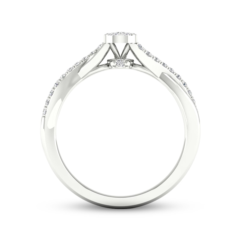 Main Image 4 of Multi-Diamond Pear-Shaped Twist Promise Ring 1/6 ct tw Sterling Silver