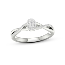 Multi-Diamond Oval Promise Ring 1/6 ct tw Sterling Silver