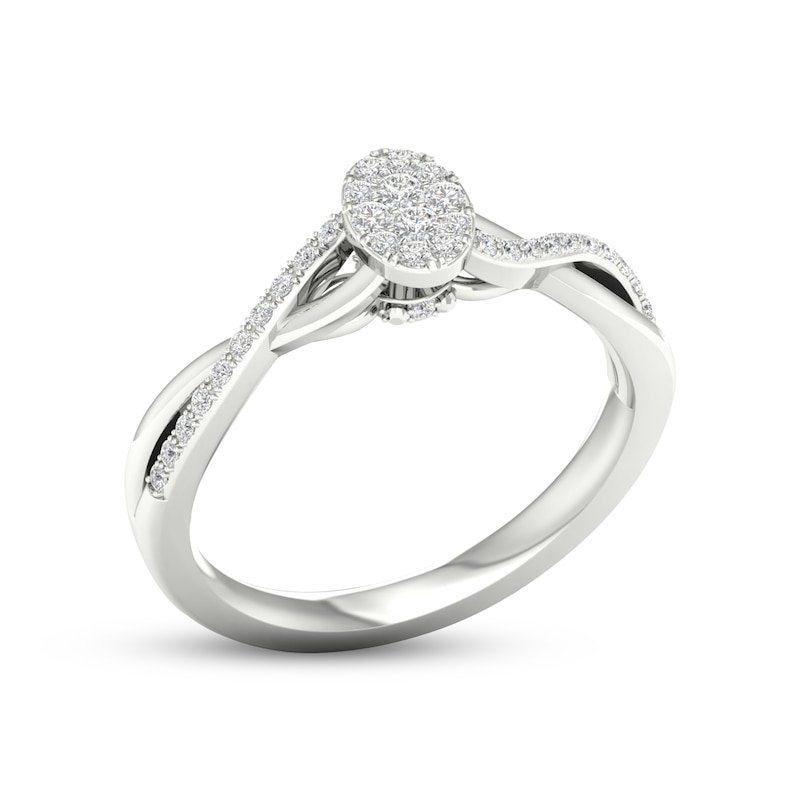 Main Image 2 of Multi-Diamond Oval Promise Ring 1/6 ct tw Sterling Silver