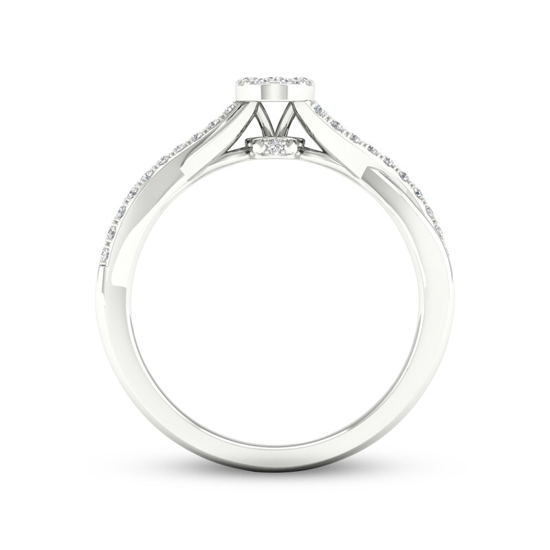 Main Image 4 of Multi-Diamond Oval Promise Ring 1/6 ct tw Sterling Silver