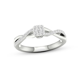 Multi-Diamond Cushion Promise Ring 1/6 ct tw Sterling Silver