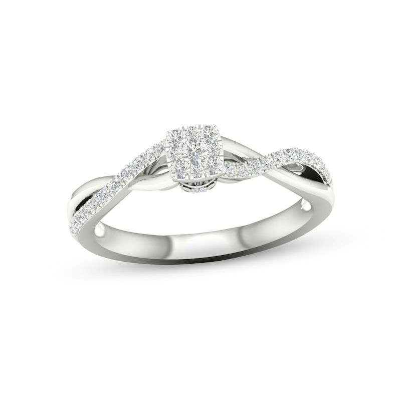 Main Image 1 of Multi-Diamond Cushion Promise Ring 1/6 ct tw Sterling Silver