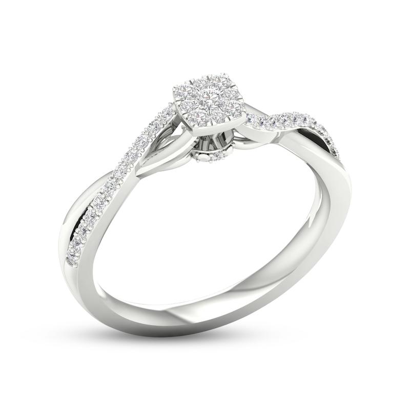 Main Image 2 of Multi-Diamond Cushion Promise Ring 1/6 ct tw Sterling Silver