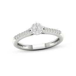 Multi-Diamond Circle Promise Ring 1/6 ct tw Sterling Silver