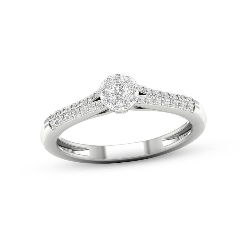 Main Image 1 of Multi-Diamond Circle Promise Ring 1/6 ct tw Sterling Silver