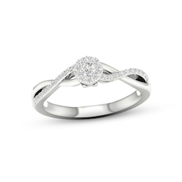 Multi-Diamond Circle Promise Ring 1/6 ct tw Sterling Silver