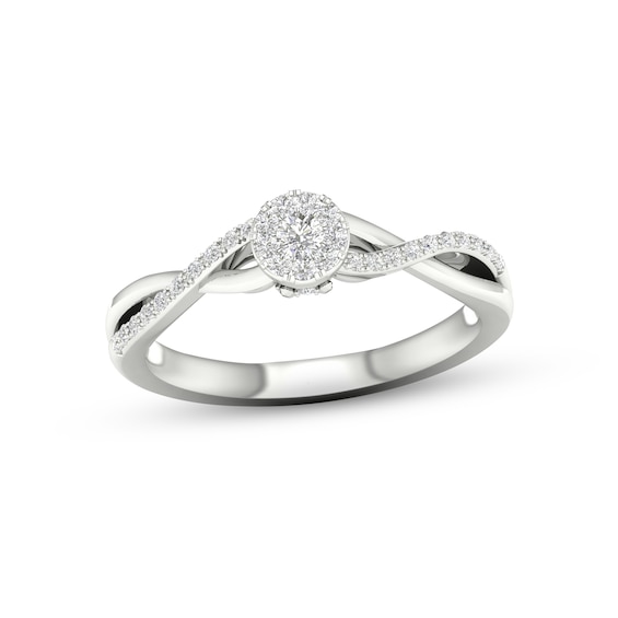 Multi-Diamond Circle Promise Ring 1/6 ct tw Sterling Silver