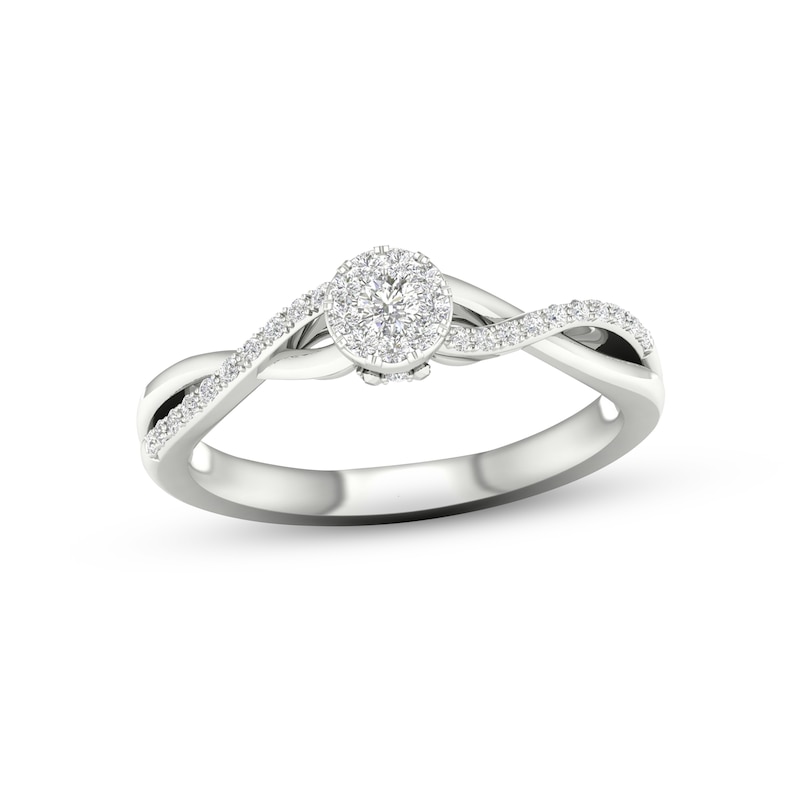 Main Image 1 of Multi-Diamond Circle Promise Ring 1/6 ct tw Sterling Silver
