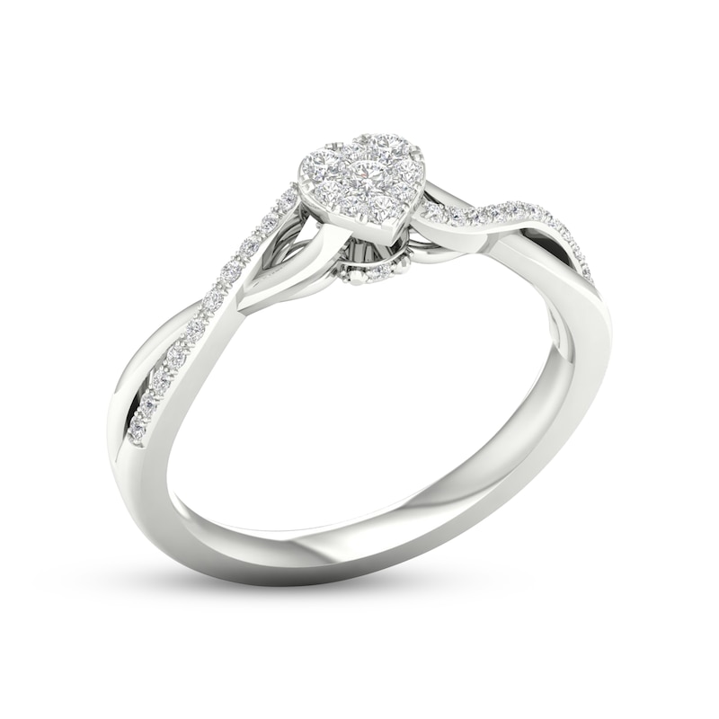 Main Image 2 of Multi-Diamond Heart Twist Promise Ring 1/6 ct tw Sterling Silver