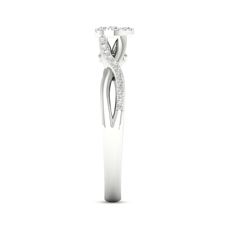 Main Image 3 of Multi-Diamond Heart Twist Promise Ring 1/6 ct tw Sterling Silver