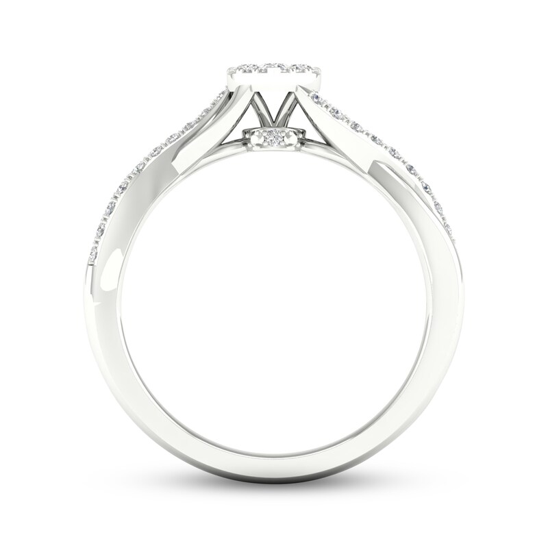 Main Image 4 of Multi-Diamond Heart Twist Promise Ring 1/6 ct tw Sterling Silver