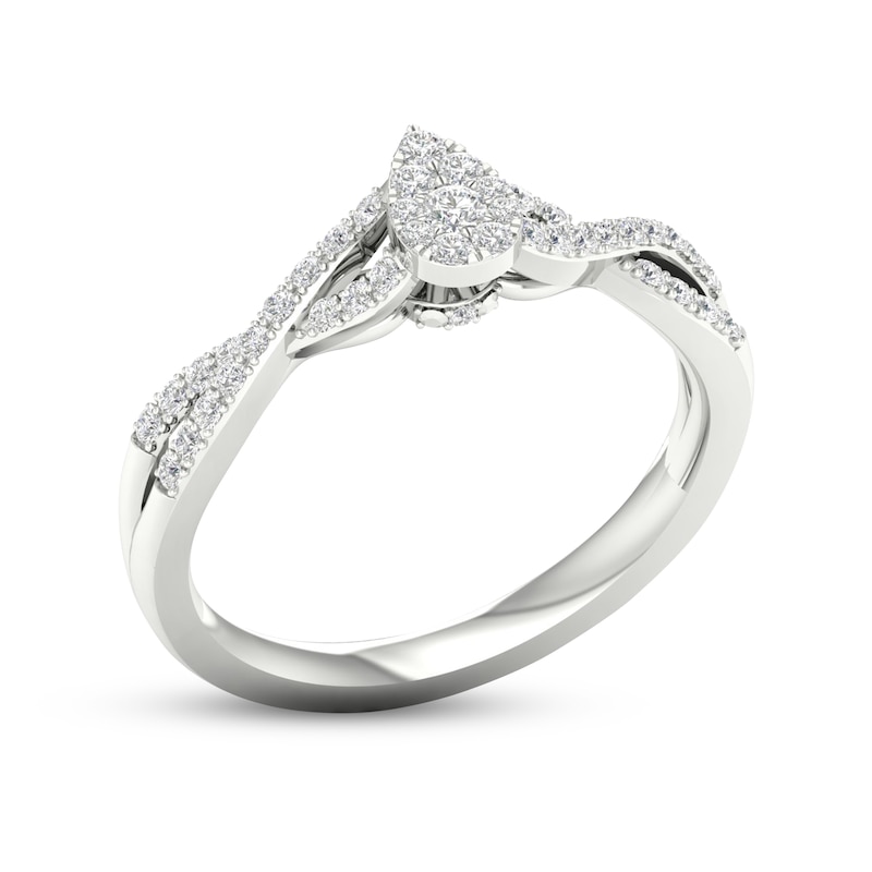 Main Image 2 of Multi-Diamond Teardrop Twist Promise Ring 1/6 ct tw Sterling Silver