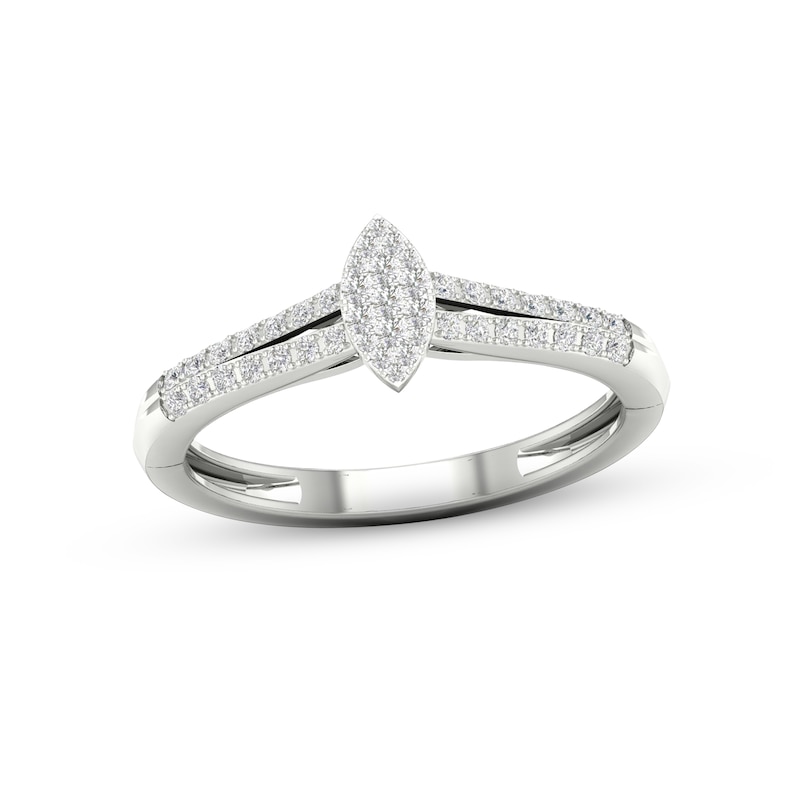 Main Image 1 of Multi-Diamond Marquise Promise Ring 1/6 ct tw Sterling Silver