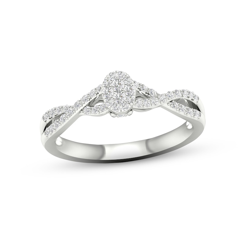 Main Image 1 of Multi-Diamond Oval Twist Promise Ring 1/6 ct tw Sterling Silver