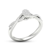 Thumbnail Image 1 of Multi-Diamond Center Oval Twist Promise Ring 1/6 ct tw Round-cut Sterling Silver