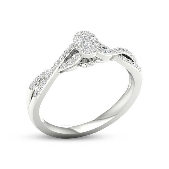 Thumbnail Image 2 of Multi-Diamond Oval Twist Promise Ring 1/6 ct tw Sterling Silver