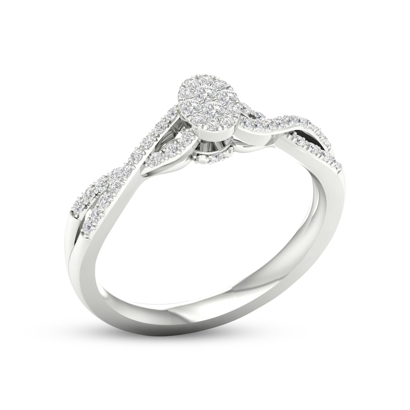Main Image 2 of Multi-Diamond Oval Twist Promise Ring 1/6 ct tw Sterling Silver